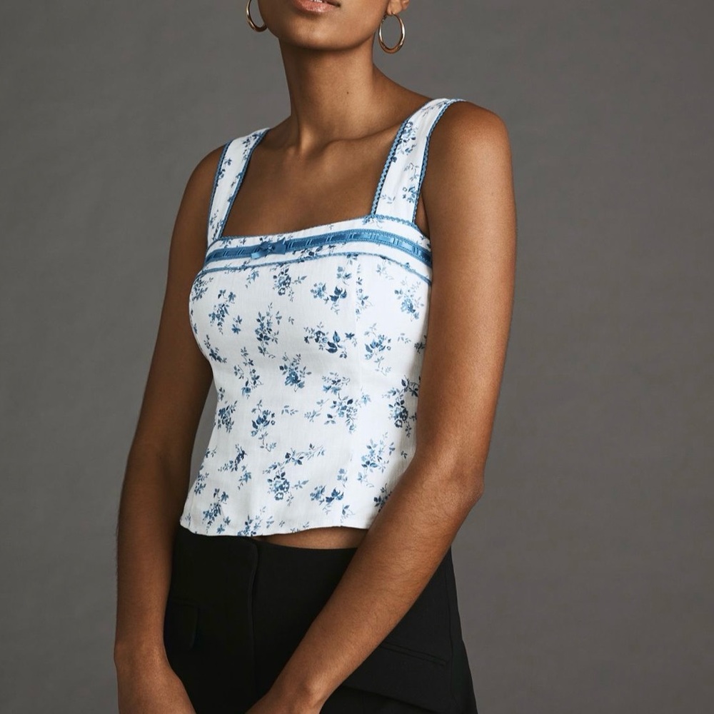 Reformation Eloise Linen Top - Orlaya Blue‎ Floral
